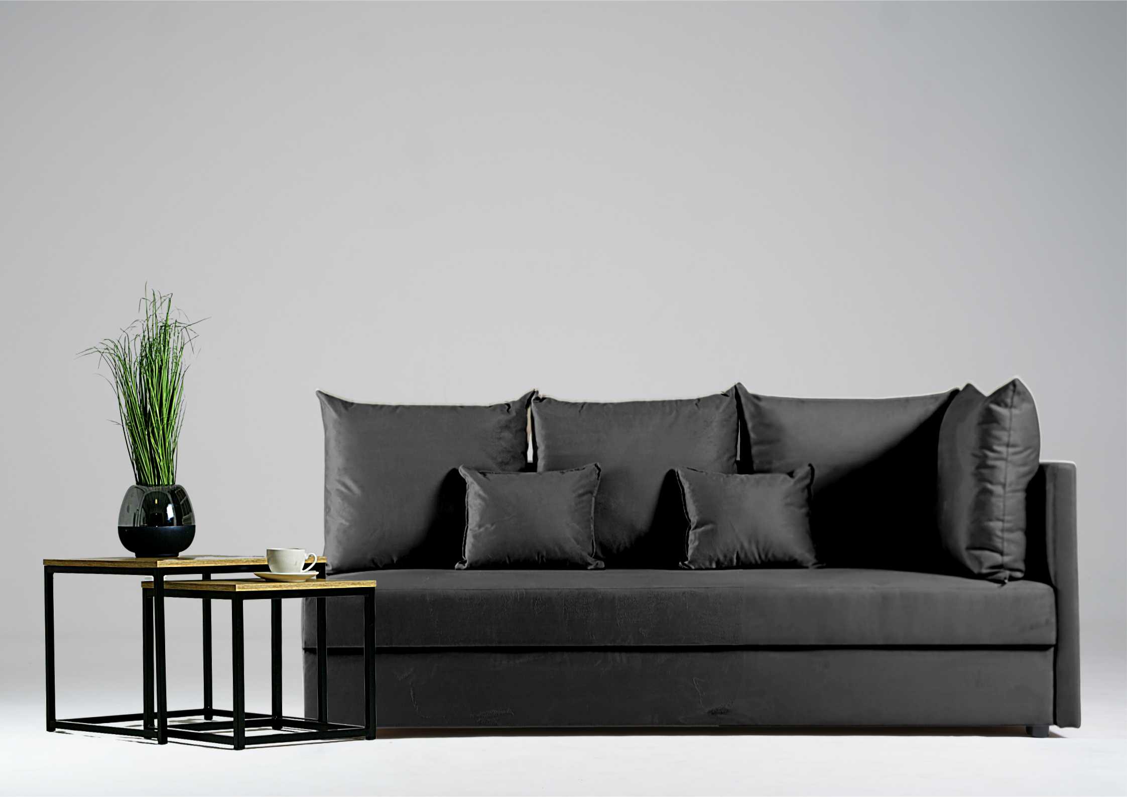 Grafitowa sofa do salonu Mobo